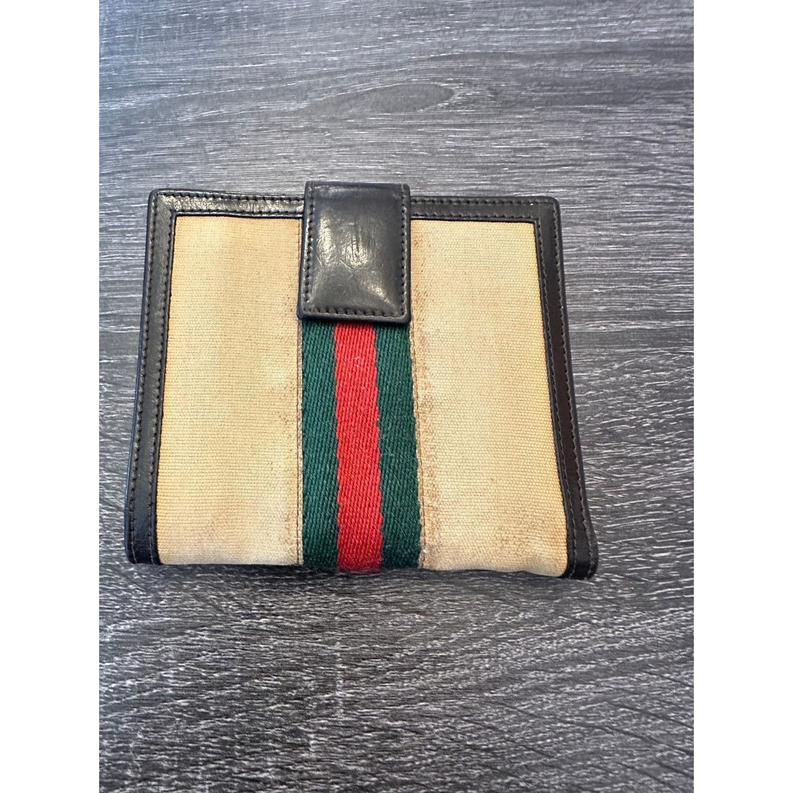 Gucci Sherry Line Web Stripe Compact Wallet Rare 1980s